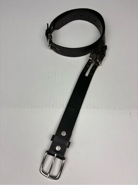 Noble Outfitters Women Large Belt Black Leather Silver Tone Buckles Equestrian